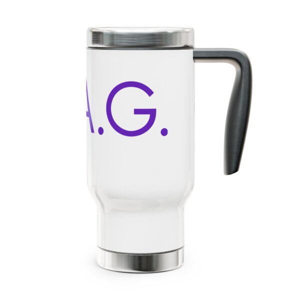 Stainless Steel LAG logo Travel Mug with Handle, 14oz - Image 4